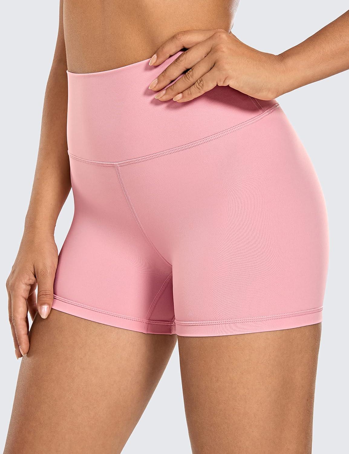 imageCRZ YOGA Naked Feeling Biker Shorts 4 High Waist Yoga Workout Running Gym Spandex WomensThe Heartbeat Pink