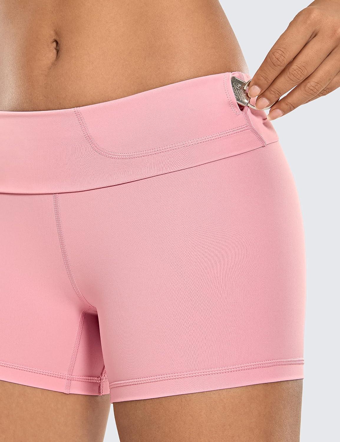 imageCRZ YOGA Naked Feeling Biker Shorts 4 High Waist Yoga Workout Running Gym Spandex WomensThe Heartbeat Pink