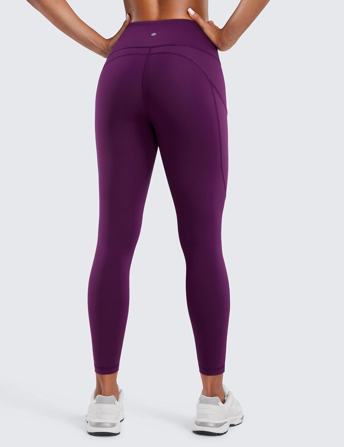 imageCRZ YOGA Naked Feeling Workout Leggings Pockets 25 High Waisted Womens Yoga Pants Running TightsPlum Magenta