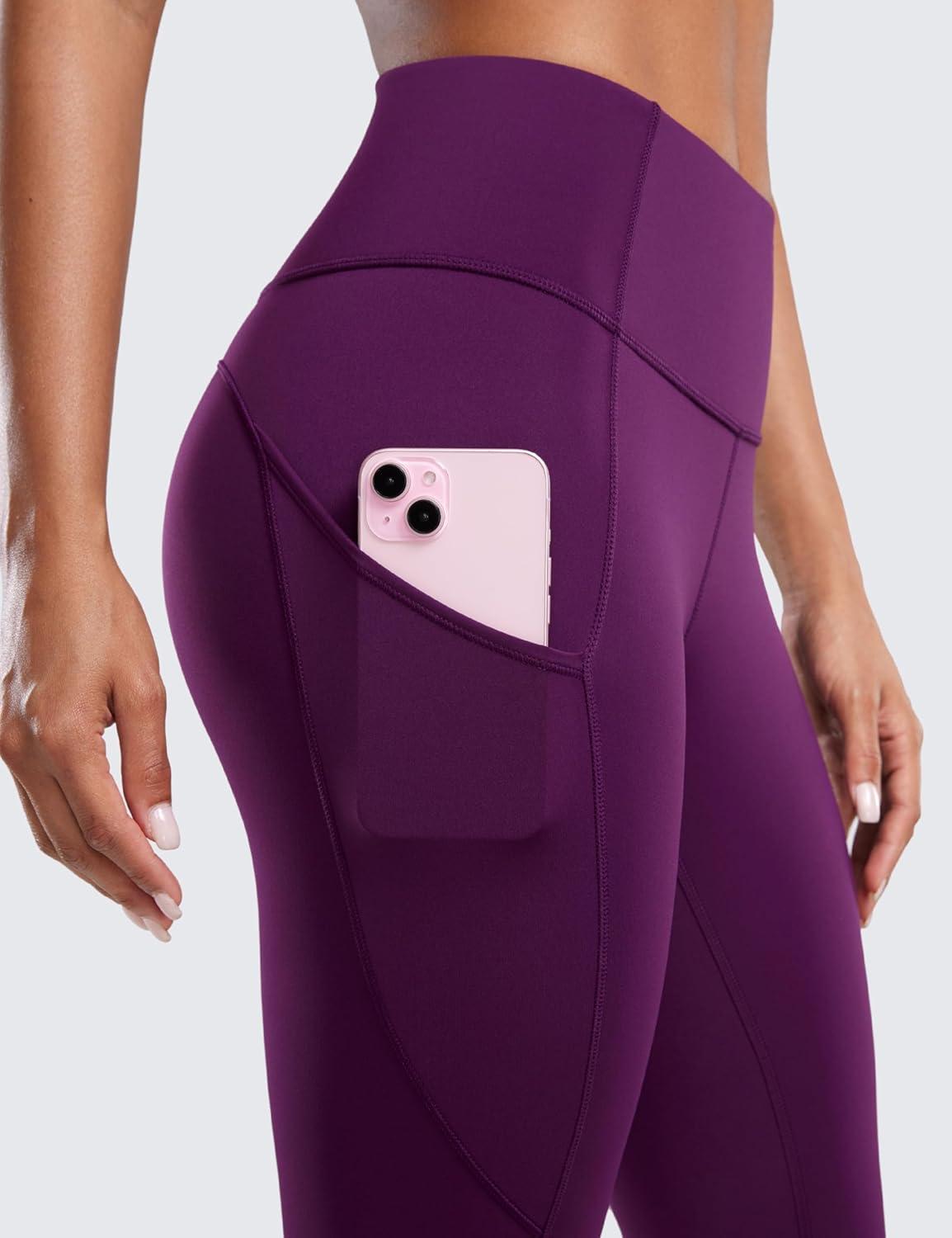 imageCRZ YOGA Naked Feeling Workout Leggings Pockets 25 High Waisted Womens Yoga Pants Running TightsPlum Magenta