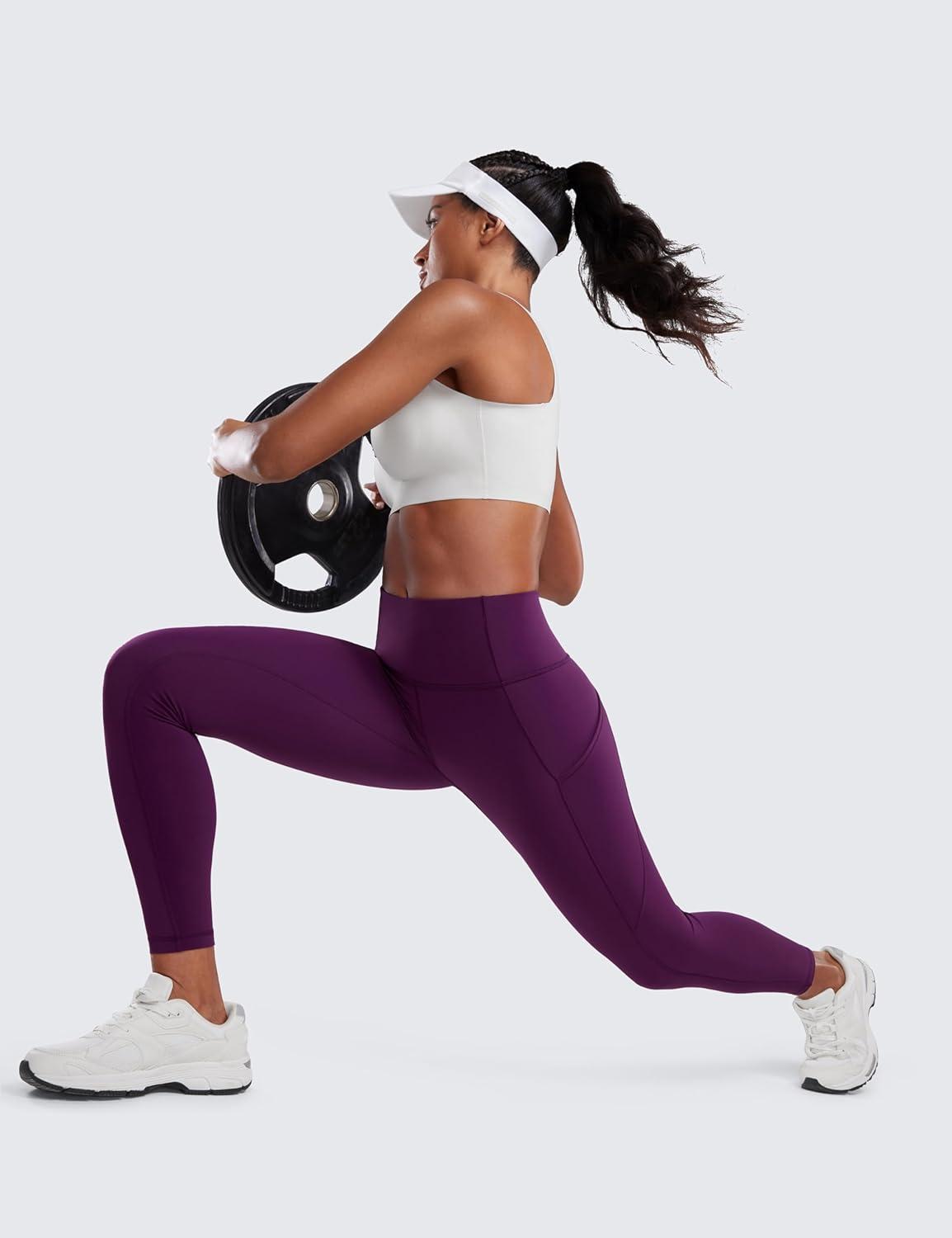 imageCRZ YOGA Naked Feeling Workout Leggings Pockets 25 High Waisted Womens Yoga Pants Running TightsPlum Magenta