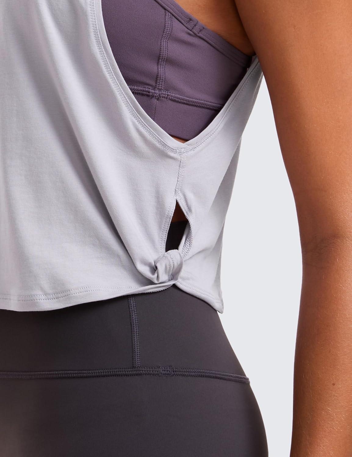 imageCRZ YOGA Pima Cotton Large Armhole Tank Tops for Women Workout Sport Athletic Yoga Running Gym Loose Crop Sleeveless ShirtsDeep Armholeiced Iris