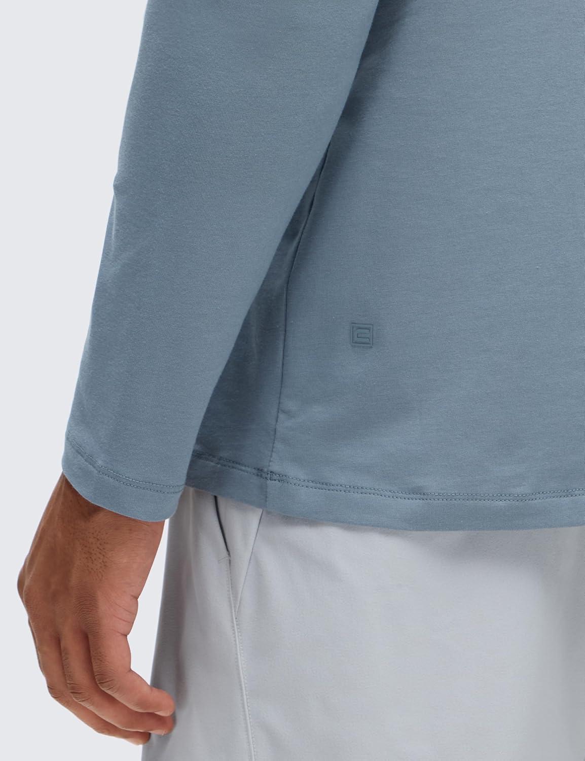 imageCRZ YOGA Pima Cotton Long Sleee Shirts for Men Casual Crewneck TShirts Breathable Workout Daily Basic Tee TopsBelgian Blue