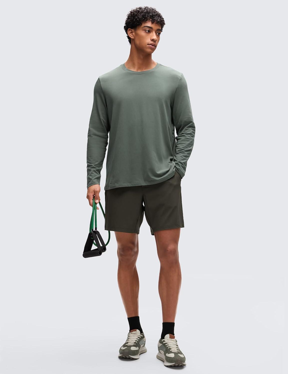 imageCRZ YOGA Pima Cotton Long Sleee Shirts for Men Casual Crewneck TShirts Breathable Workout Daily Basic Tee TopsGrey Sage