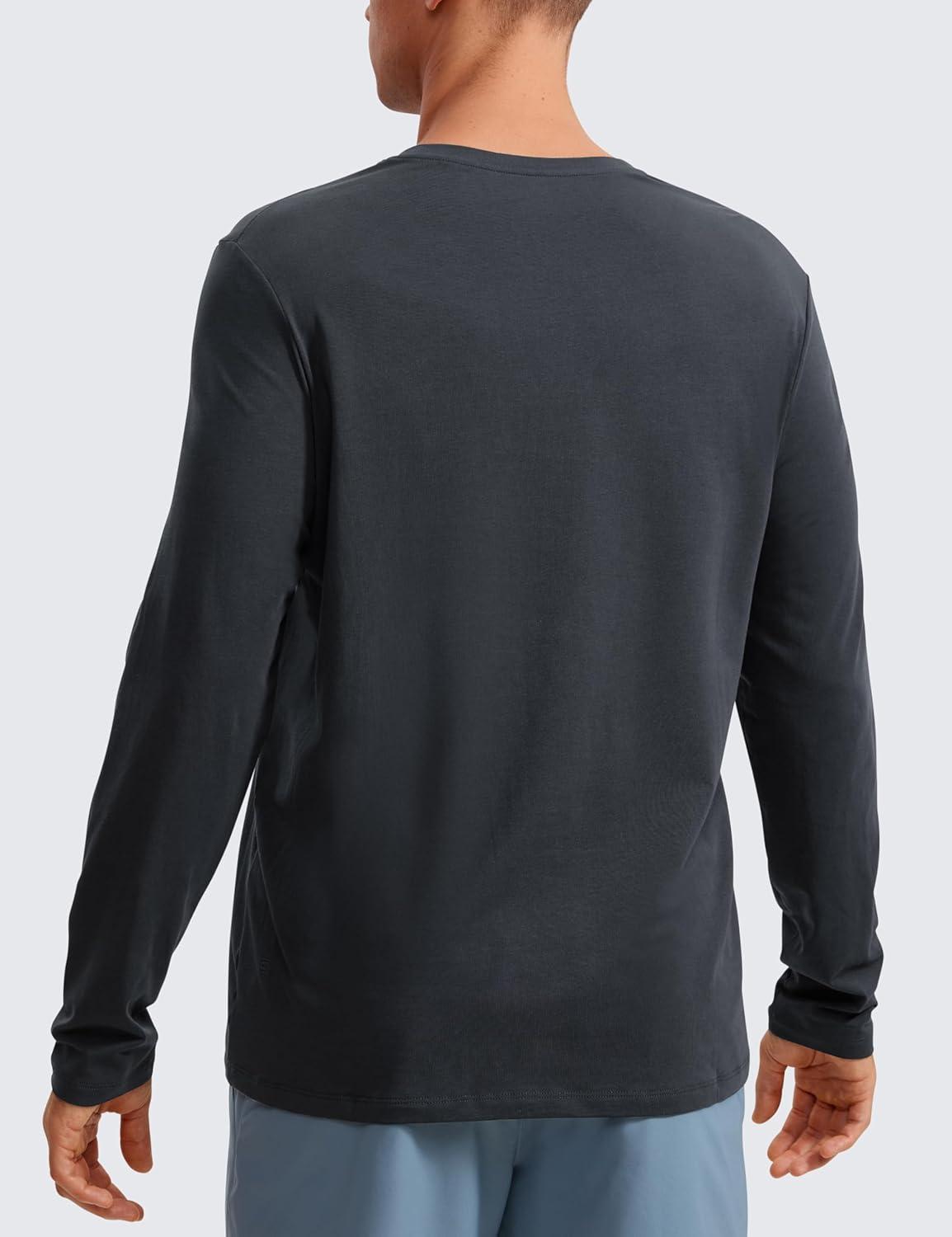 imageCRZ YOGA Pima Cotton Long Sleee Shirts for Men Casual Crewneck TShirts Breathable Workout Daily Basic Tee TopsMysterious Grey