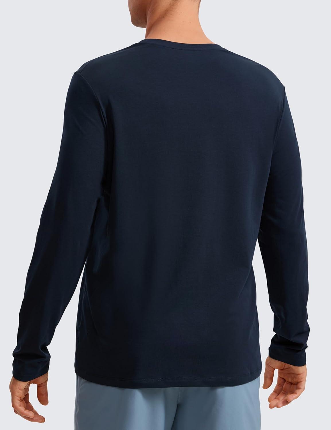 imageCRZ YOGA Pima Cotton Long Sleee Shirts for Men Casual Crewneck TShirts Breathable Workout Daily Basic Tee TopsTrue Navy