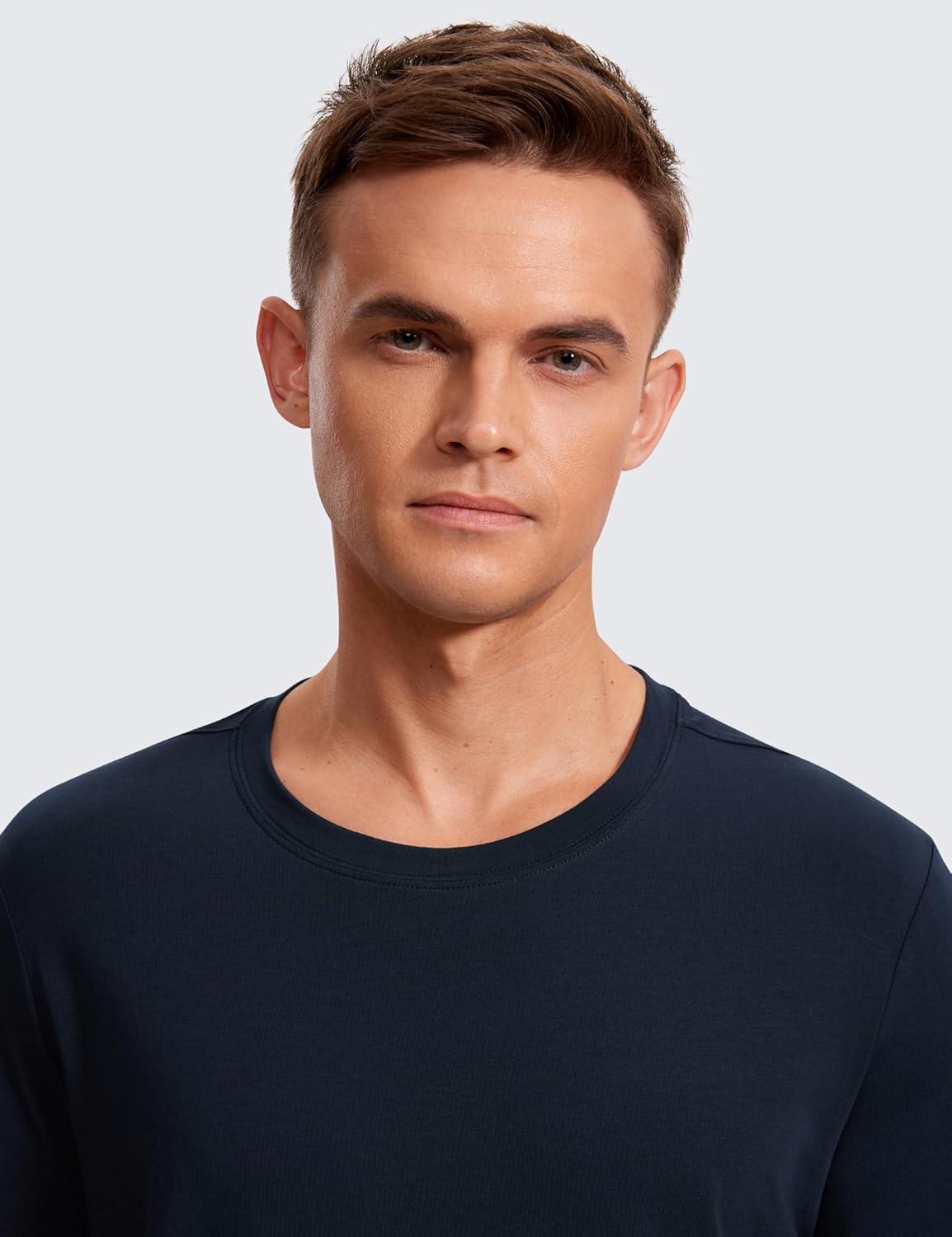 imageCRZ YOGA Pima Cotton Long Sleee Shirts for Men Casual Crewneck TShirts Breathable Workout Daily Basic Tee TopsTrue Navy