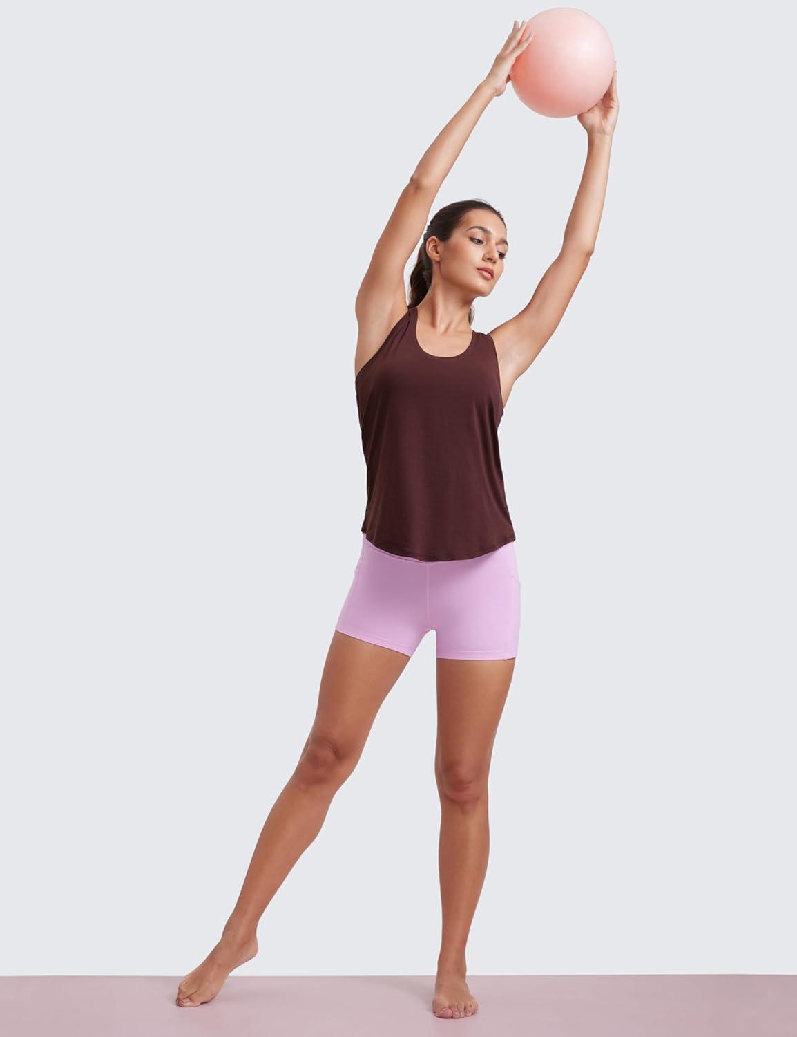 imageCRZ YOGA Pima Cotton Racerback Tank Tops for Women Workout Athletic Casual Soft Scoop Neck Sleeveless ShirtsDark Red