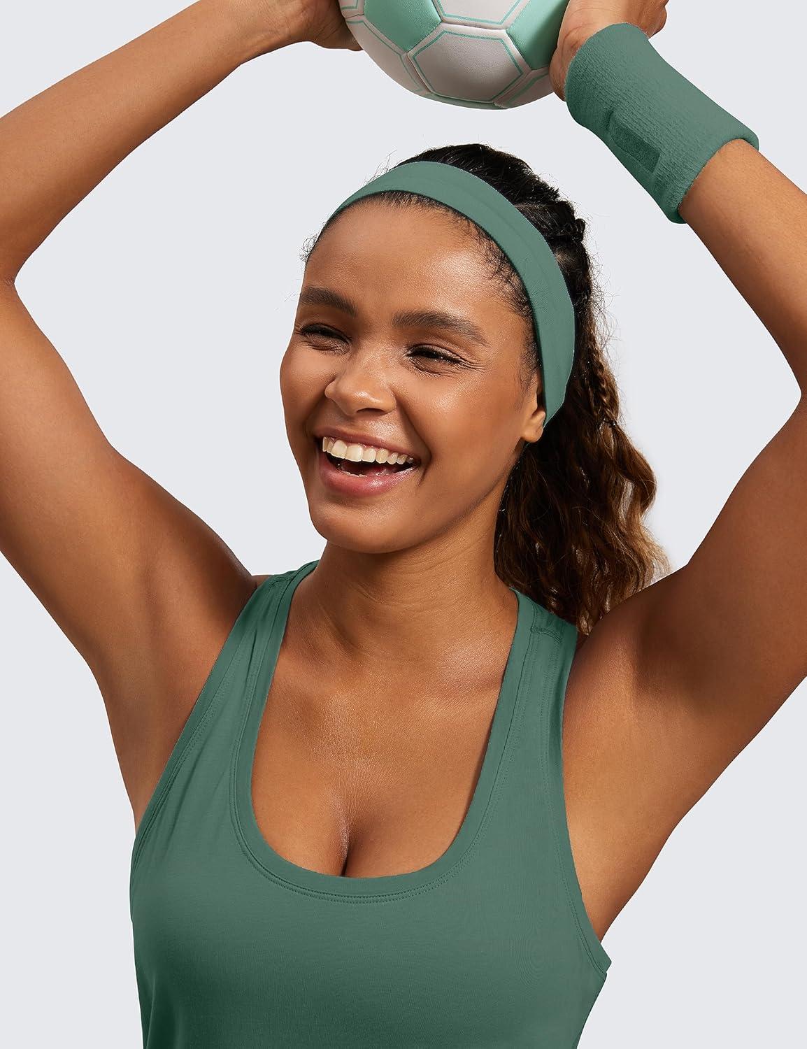 imageCRZ YOGA Pima Cotton Racerback Tank Tops for Women Workout Athletic Casual Soft Scoop Neck Sleeveless ShirtsGraphite Green