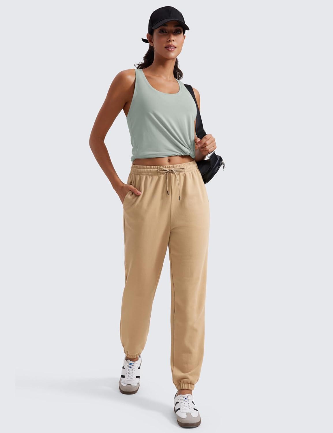 imageCRZ YOGA Pima Cotton Racerback Tank Tops for Women Workout Athletic Casual Soft Scoop Neck Sleeveless ShirtsJade Grey