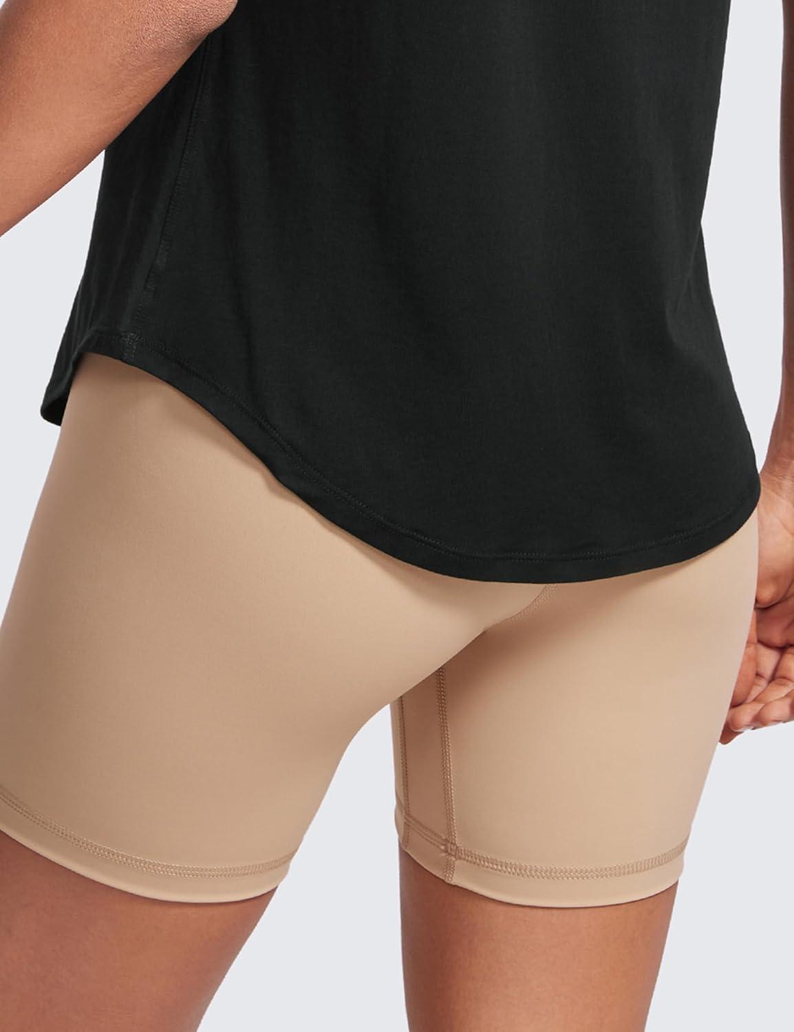 imageCRZ YOGA Pima Cotton Womens Short Sleeve Shirt Loose Casual Yoga TShirt Athletic Workout TopsBlack