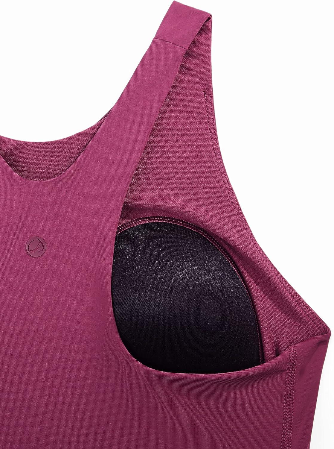 imageCRZ YOGA Racerback Bikini Tops for Women Padded High Neck Modest Swim Sports Bathing BraFuchsia