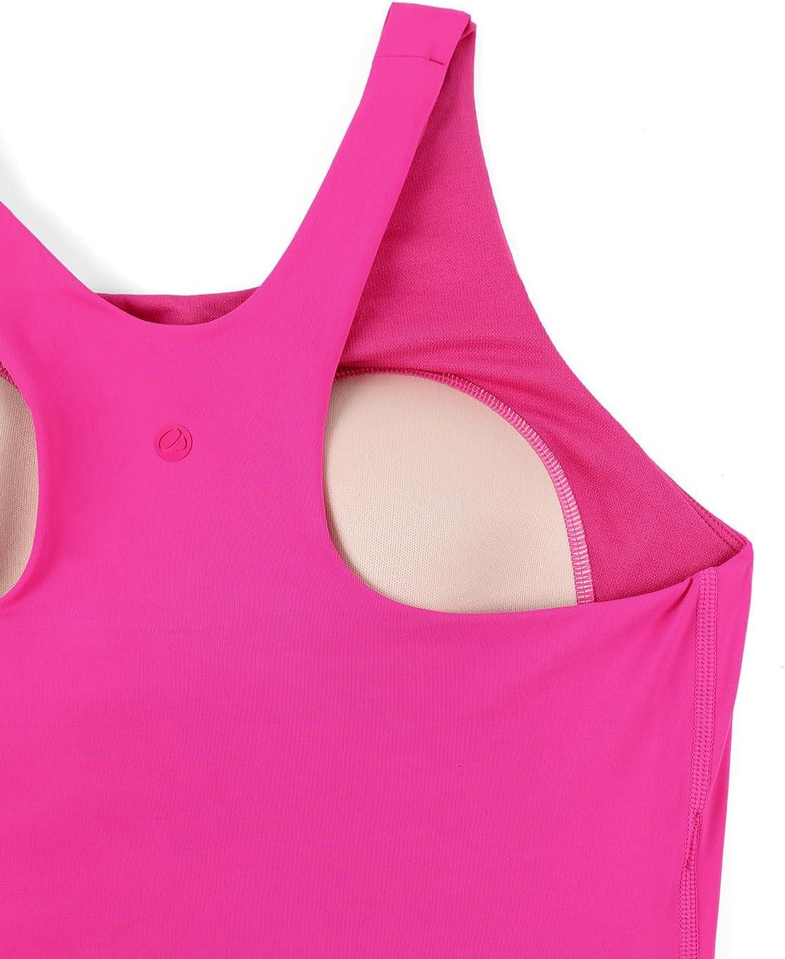 imageCRZ YOGA Racerback Bikini Tops for Women Padded High Neck Modest Swim Sports Bathing BraHibiscus Purple