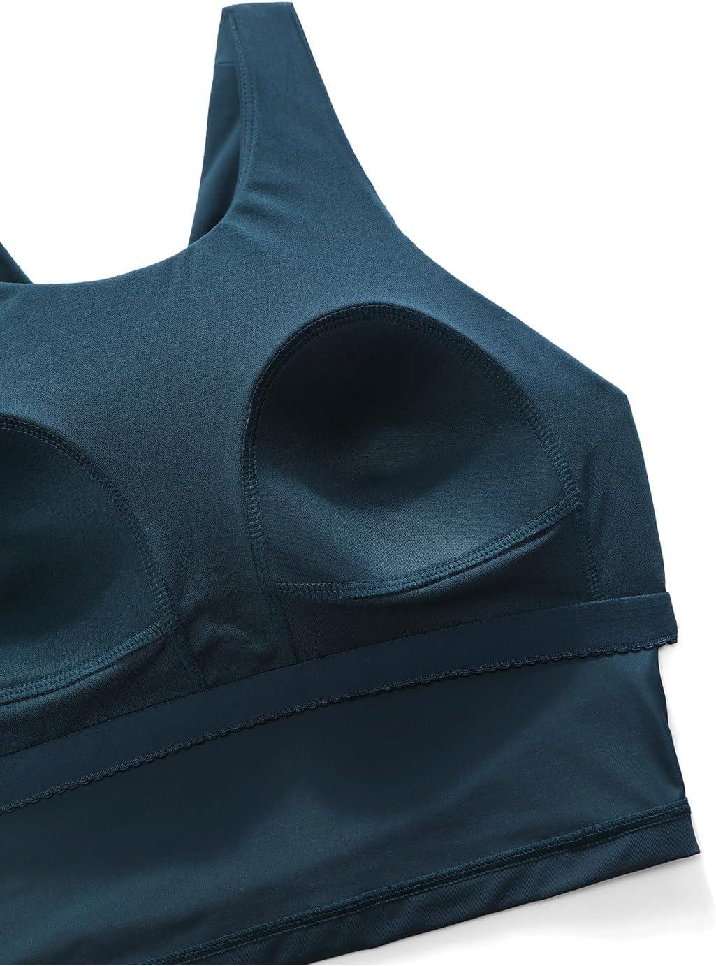 imageCRZ YOGA Racerback Bikini Tops for Women Padded High Neck Modest Swim Sports Bathing BraInsignia Blue