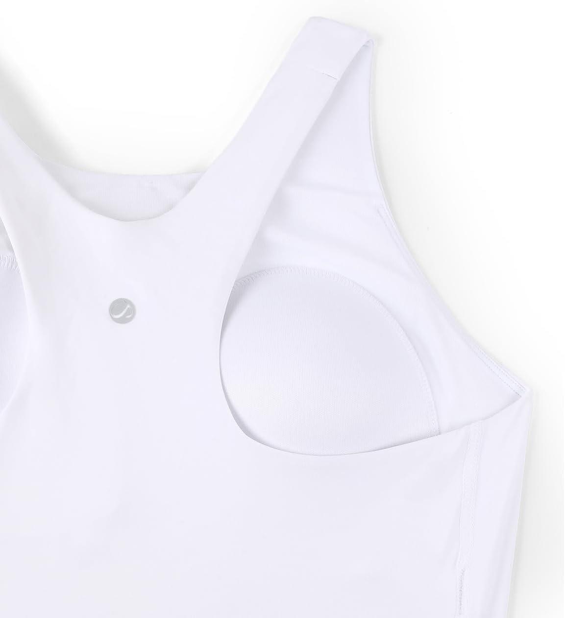 imageCRZ YOGA Racerback Bikini Tops for Women Padded High Neck Modest Swim Sports Bathing BraWhite