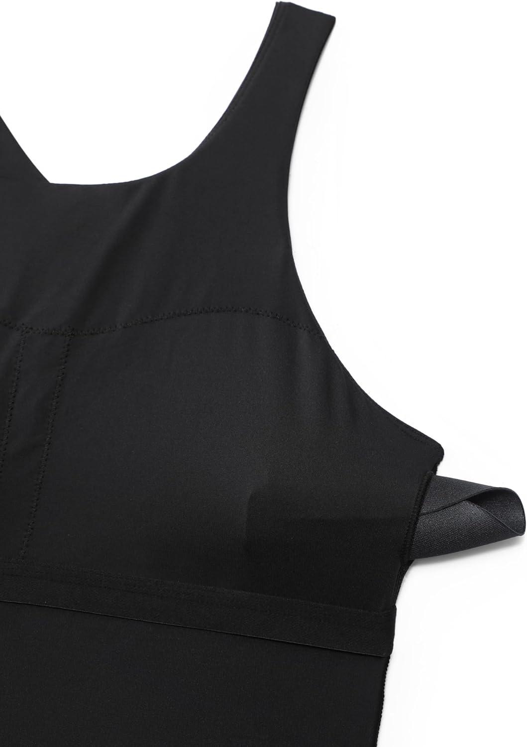 imageCRZ YOGA Racerback Tankini Tops for Women Padded High Neck Modest Swim Sports Bathing Tank OnlyBlack