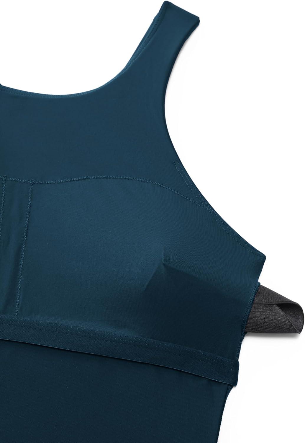 imageCRZ YOGA Racerback Tankini Tops for Women Padded High Neck Modest Swim Sports Bathing Tank OnlyInsignia Blue