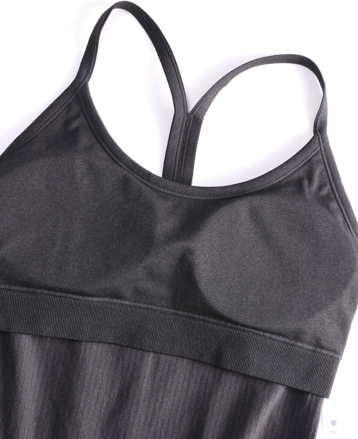 imageCRZ YOGA Seamless Workout Tank Tops for Women Racerback Athletic Camisole Sports Shirts with Built in BraDark Grey