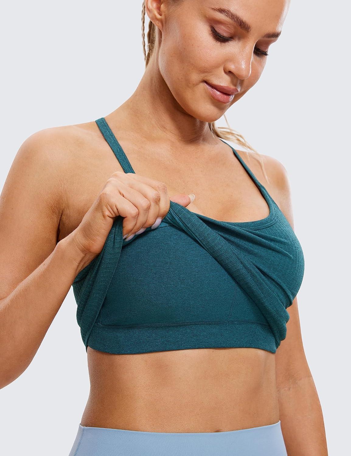 imageCRZ YOGA Seamless Workout Tank Tops for Women Racerback Athletic Camisole Sports Shirts with Built in BraGreen Jade