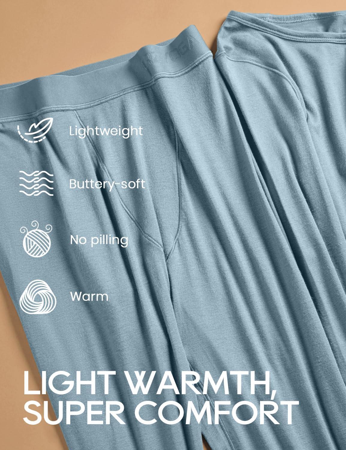 imageCRZ YOGA Soft Thermal Underwear Sets for Women Lightweight Long Johns Base Layer Pajamas Warm Top BottomCambric Blue