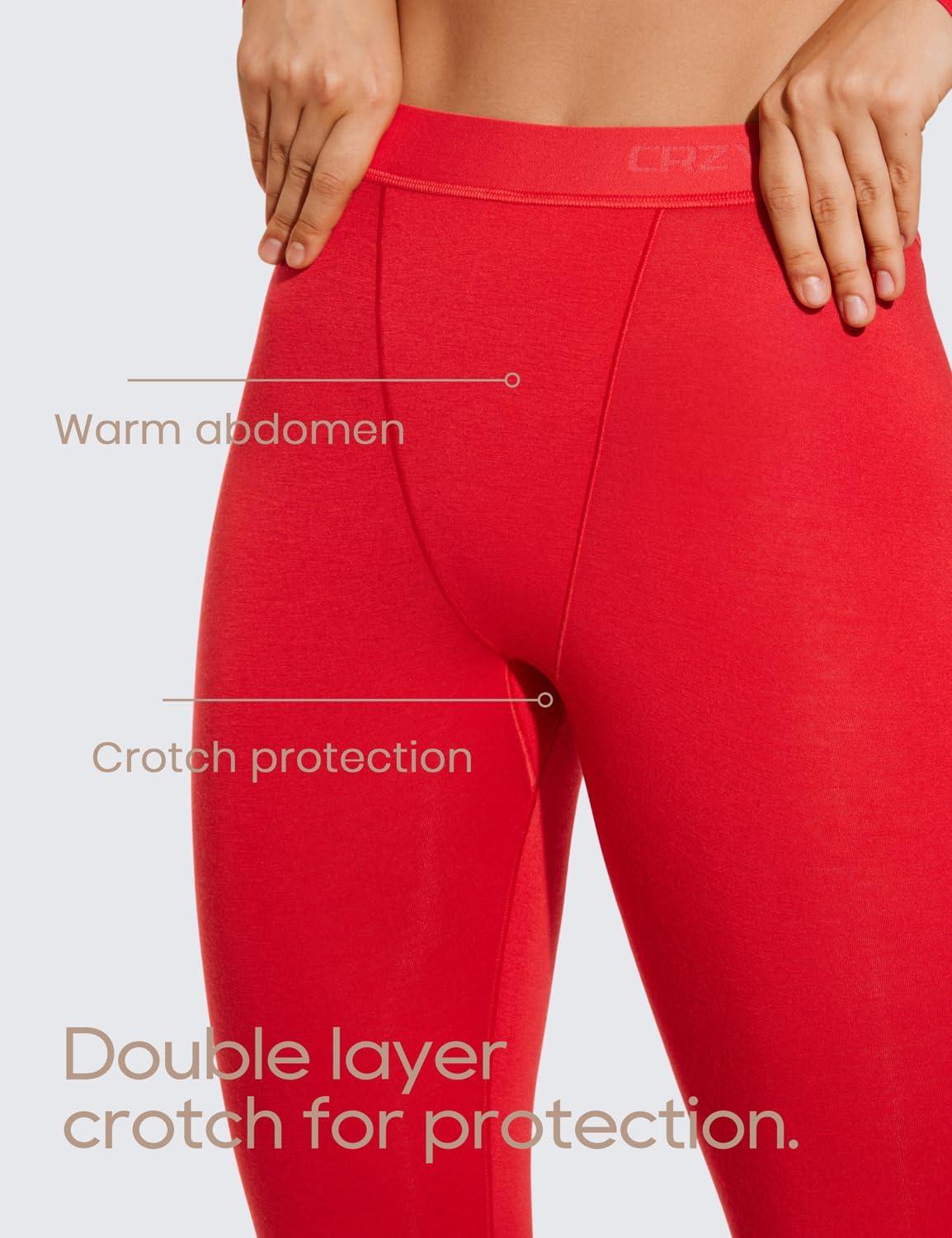 imageCRZ YOGA Soft Thermal Underwear Sets for Women Lightweight Long Johns Base Layer Pajamas Warm Top BottomDeep Red