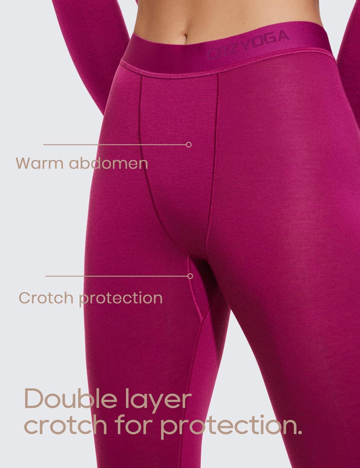 imageCRZ YOGA Soft Thermal Underwear Sets for Women Lightweight Long Johns Base Layer Pajamas Warm Top BottomMagenta Purple 2