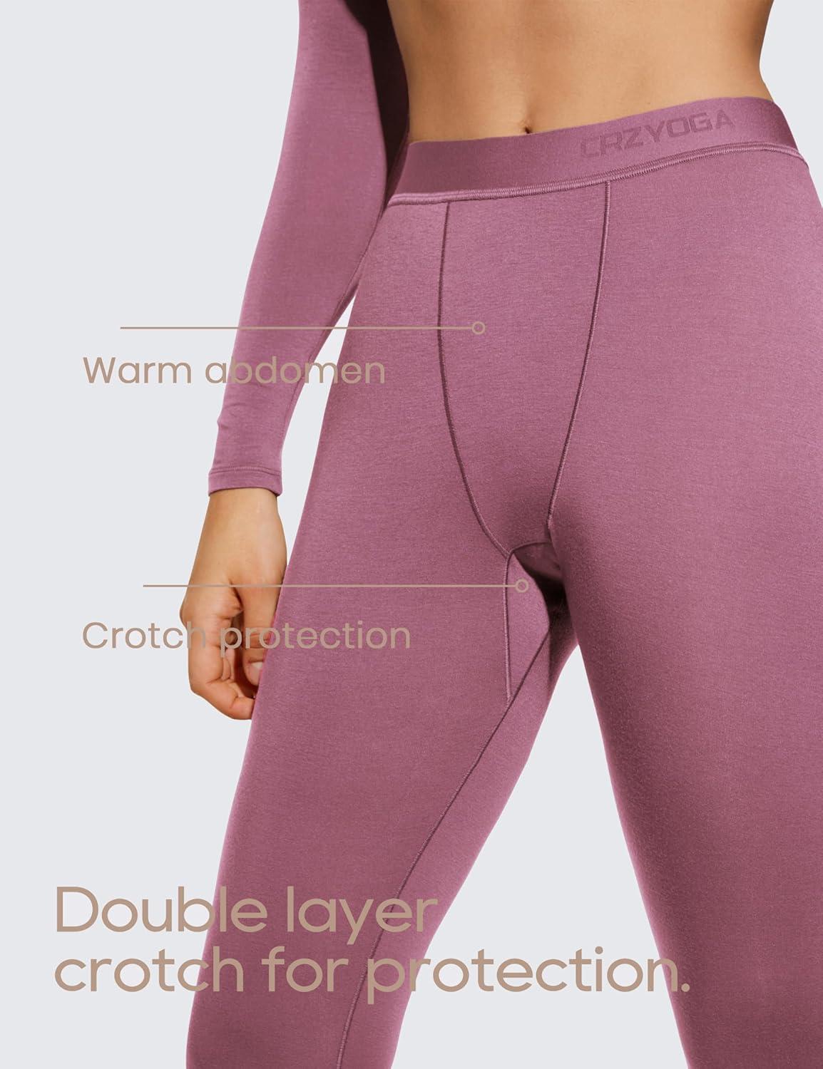 imageCRZ YOGA Soft Thermal Underwear Sets for Women Lightweight Long Johns Base Layer Pajamas Warm Top BottomVelvet Dust