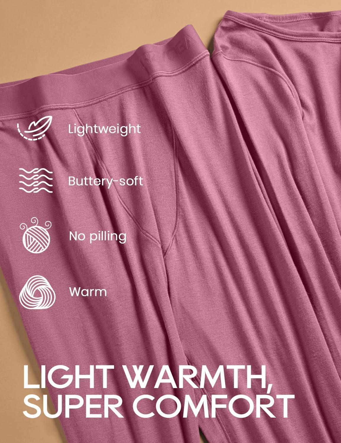 imageCRZ YOGA Soft Thermal Underwear Sets for Women Lightweight Long Johns Base Layer Pajamas Warm Top BottomVelvet Dust