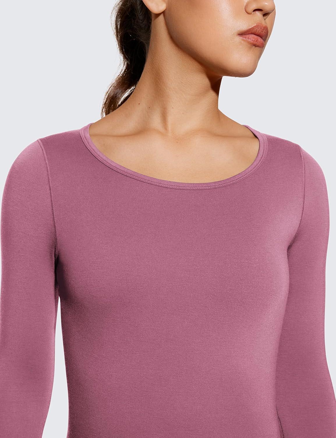 imageCRZ YOGA Soft Thermal Underwear Sets for Women Lightweight Long Johns Base Layer Pajamas Warm Top BottomVelvet Dust