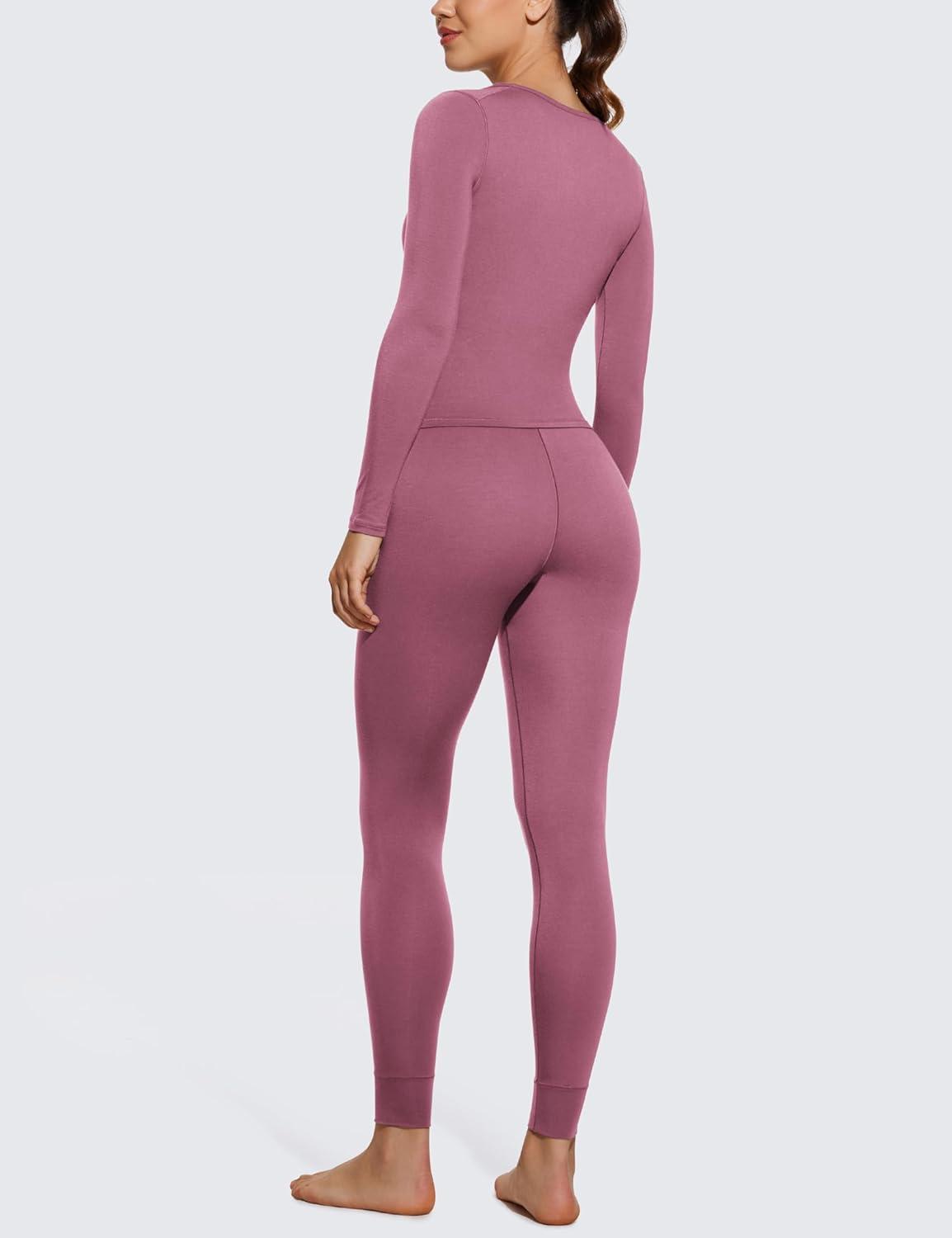 imageCRZ YOGA Soft Thermal Underwear Sets for Women Lightweight Long Johns Base Layer Pajamas Warm Top BottomVelvet Dust