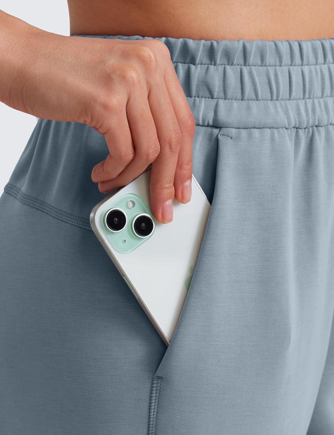 imageCRZ YOGA SoftAura Sweatpants Women Modal Joggers High Waisted Lounge Travel Casual Sweat Pants with Pockets Cinch BottomBelgian Blue