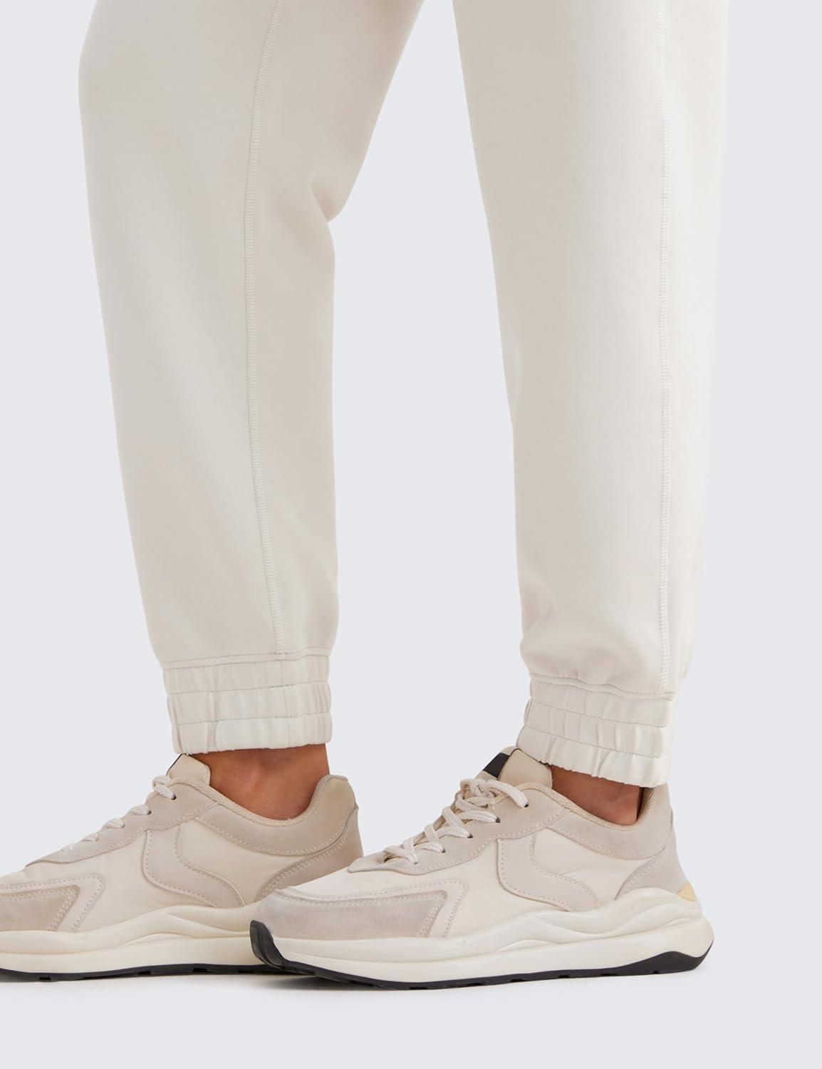 imageCRZ YOGA SoftAura Sweatpants Women Modal Joggers High Waisted Lounge Travel Casual Sweat Pants with Pockets Cinch BottomMilky White Bone