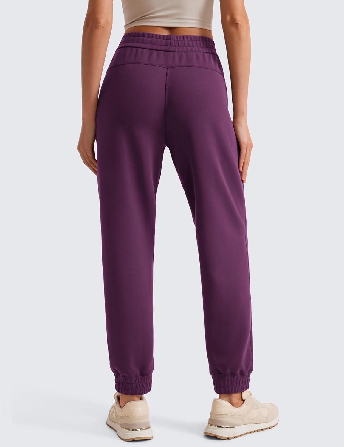 imageCRZ YOGA SoftAura Sweatpants Women Modal Joggers High Waisted Lounge Travel Casual Sweat Pants with Pockets Cinch BottomPlum Magenta