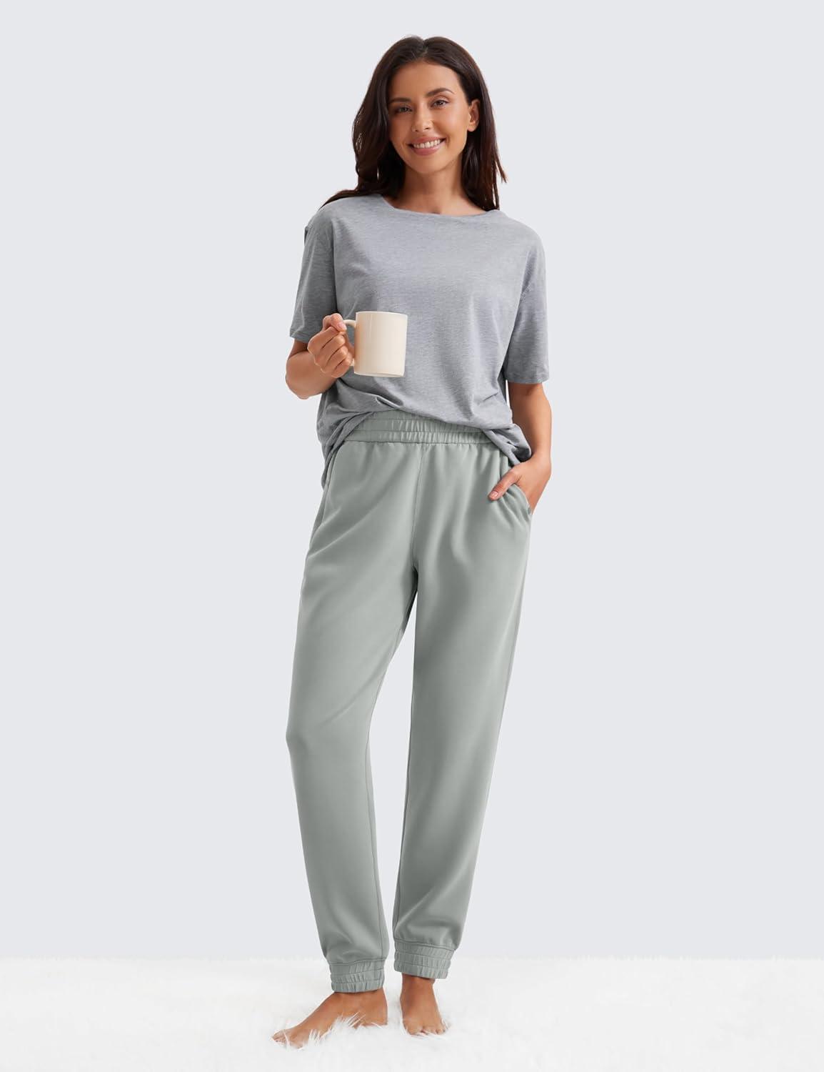 imageCRZ YOGA SoftAura Sweatpants Women Modal Joggers High Waisted Lounge Travel Casual Sweat Pants with Pockets Cinch BottomSterling