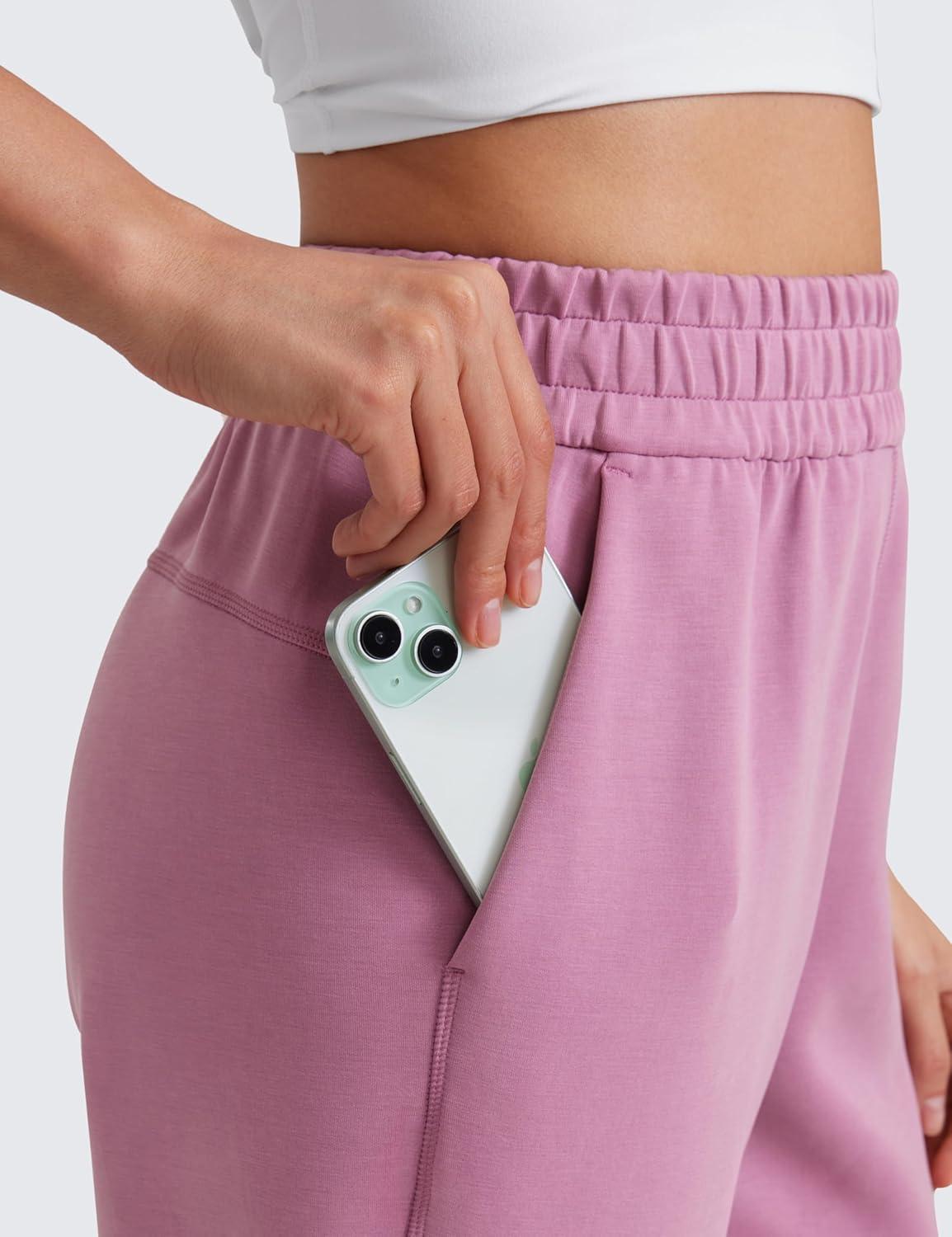 imageCRZ YOGA SoftAura Sweatpants Women Modal Joggers High Waisted Lounge Travel Casual Sweat Pants with Pockets Cinch BottomVelvet Dust