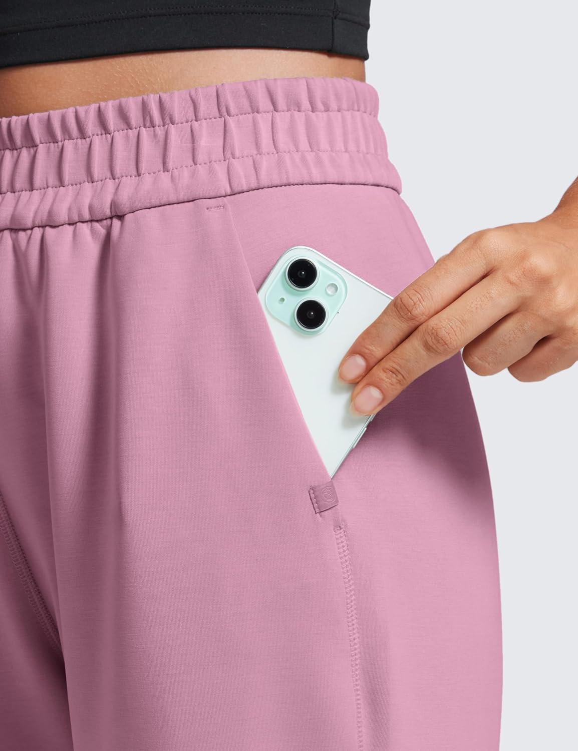 imageCRZ YOGA SoftAura Wide Leg Casual Sweatpants Women 29quot31quot Modal Lounge Travel Casual Pants with PocketsVelvet Dust