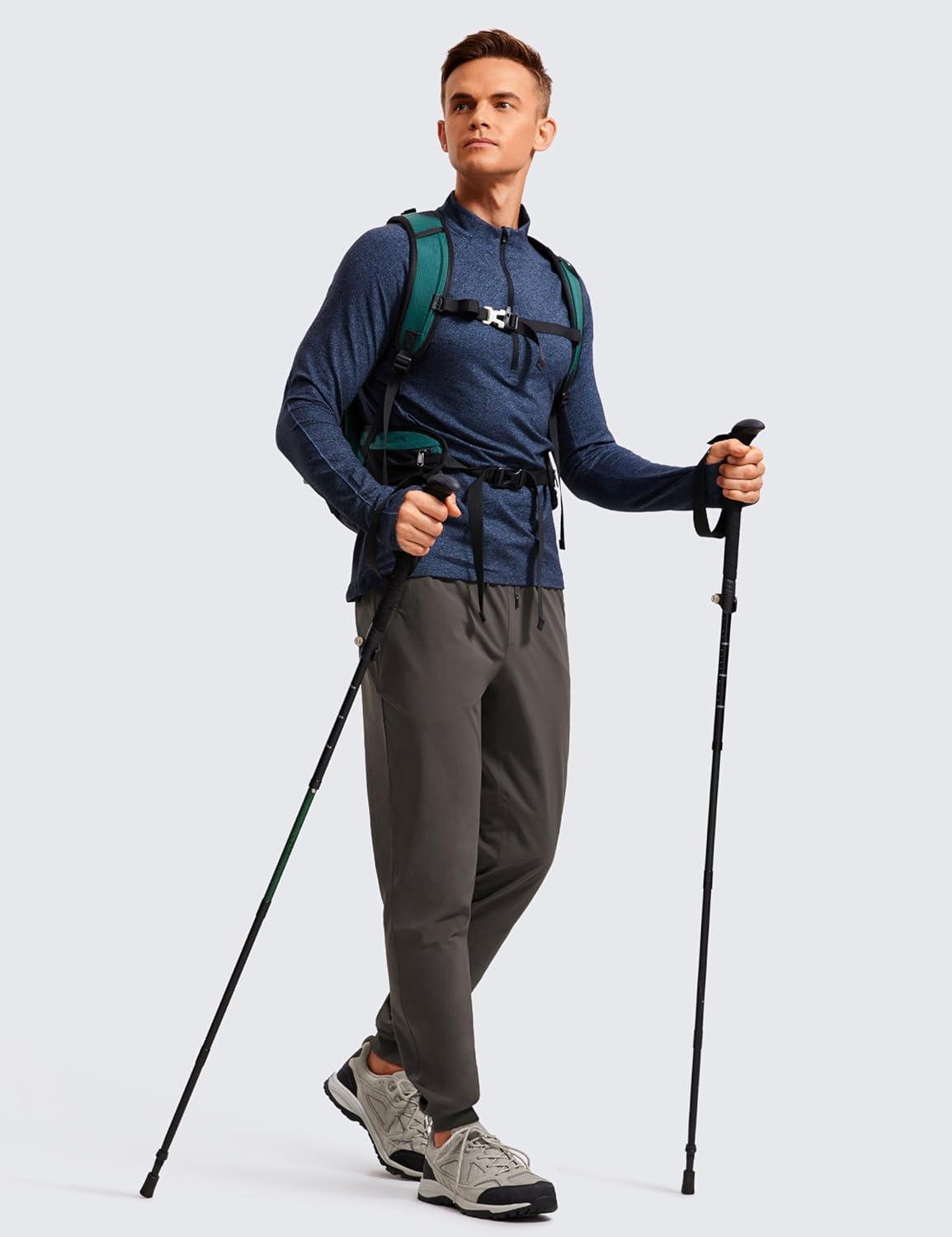 imageCRZ YOGA Stretch Workout Joggers for Men 29quot31quot Lightweight Water Resistant Outdoor Workout Pants with Zip PocketsArbor Olive