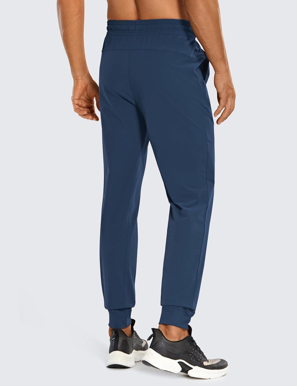 imageCRZ YOGA Stretch Workout Joggers for Men 29quot31quot Lightweight Water Resistant Outdoor Workout Pants with Zip PocketsElectric Blue