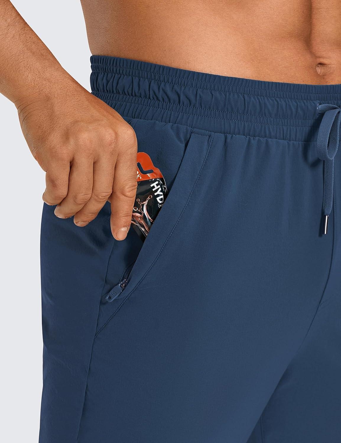 imageCRZ YOGA Stretch Workout Joggers for Men 29quot31quot Lightweight Water Resistant Outdoor Workout Pants with Zip PocketsElectric Blue