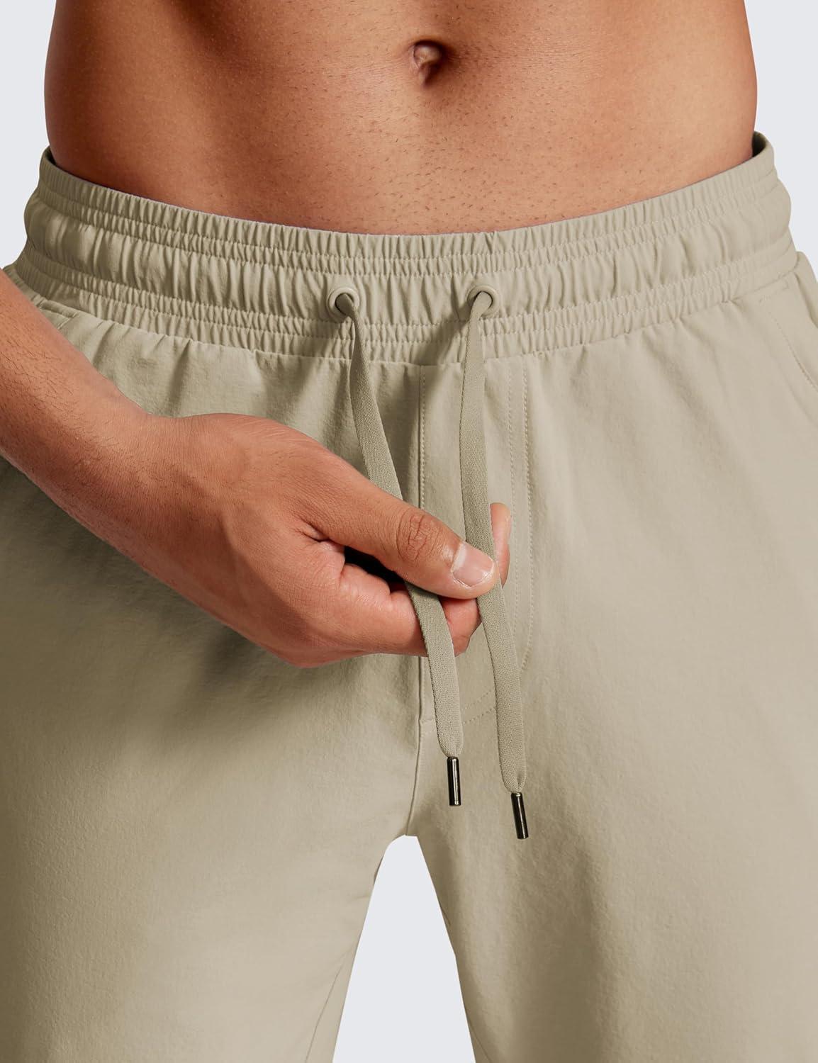imageCRZ YOGA Stretch Workout Joggers for Men 29quot31quot Lightweight Water Resistant Outdoor Workout Pants with Zip PocketsKhali Barley