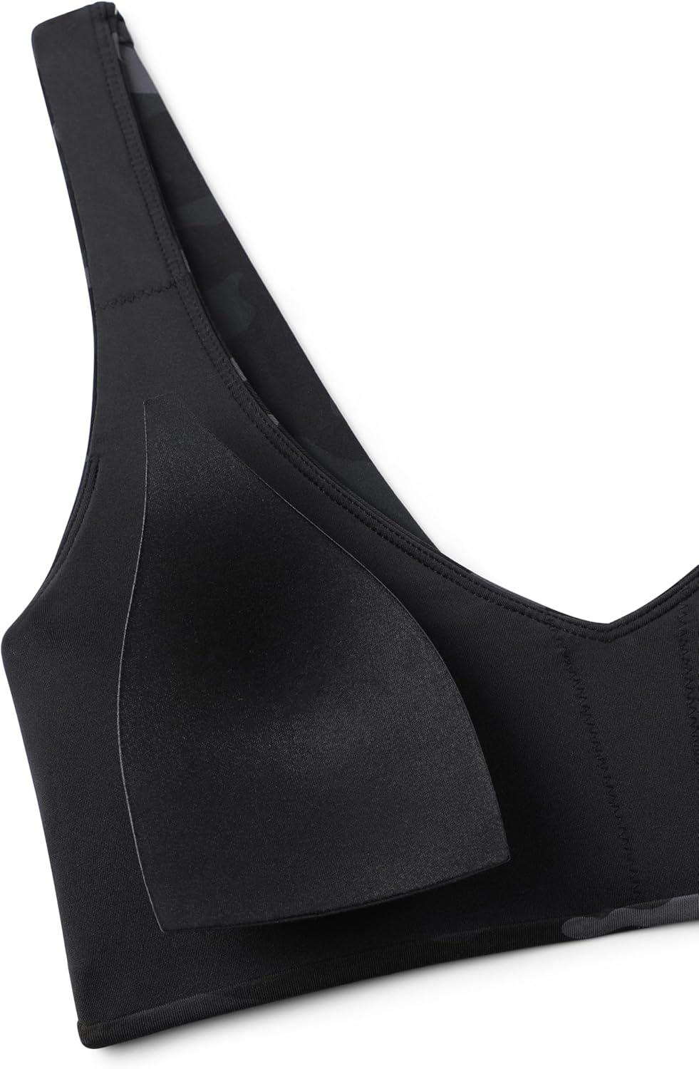 imageCRZ YOGA V Shaped Bikini Tops for Women Padded Bathing Suit V Back Wide Straps Swim Bra SwimsuitJungle Camouflage Gray