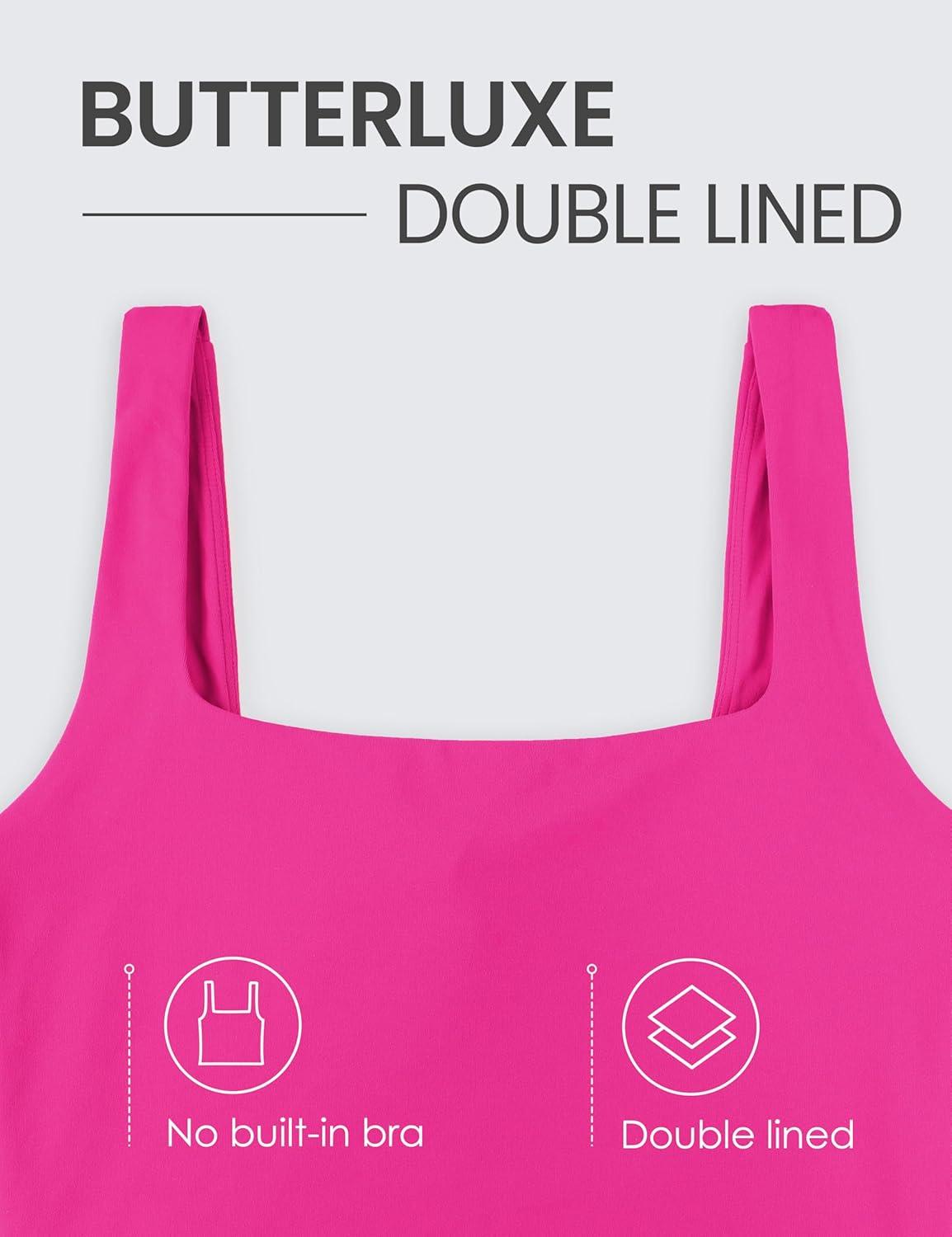 imageCRZ YOGA Womens Butterluxe Double Lined Square Neck Tight Tank Tops Sleeveless Workout Cropped Casual Yoga Fitted ShirtsHibiscus Purple