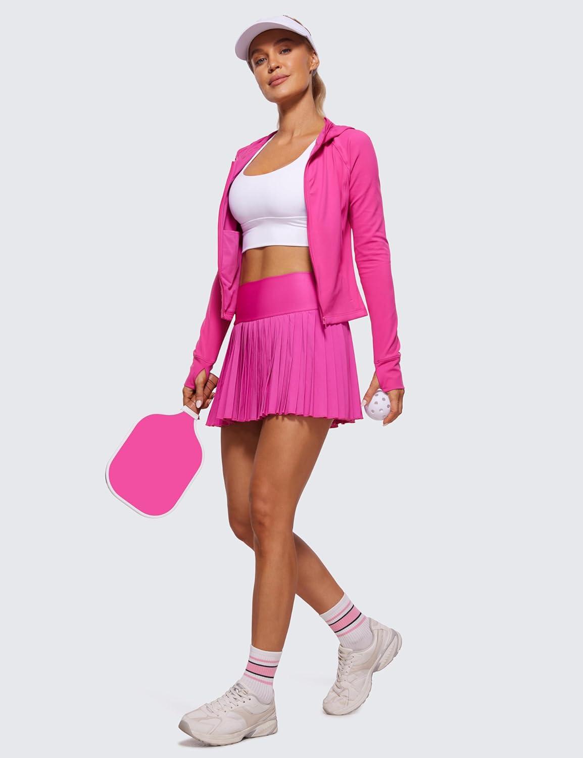 imageCRZ YOGA Womens Butterluxe Full Zip Workout Hoodie Jackets Slim Fit Hooded Athletic Yoga Lightweight Jacket with Thumb HolesHibiscus Purple