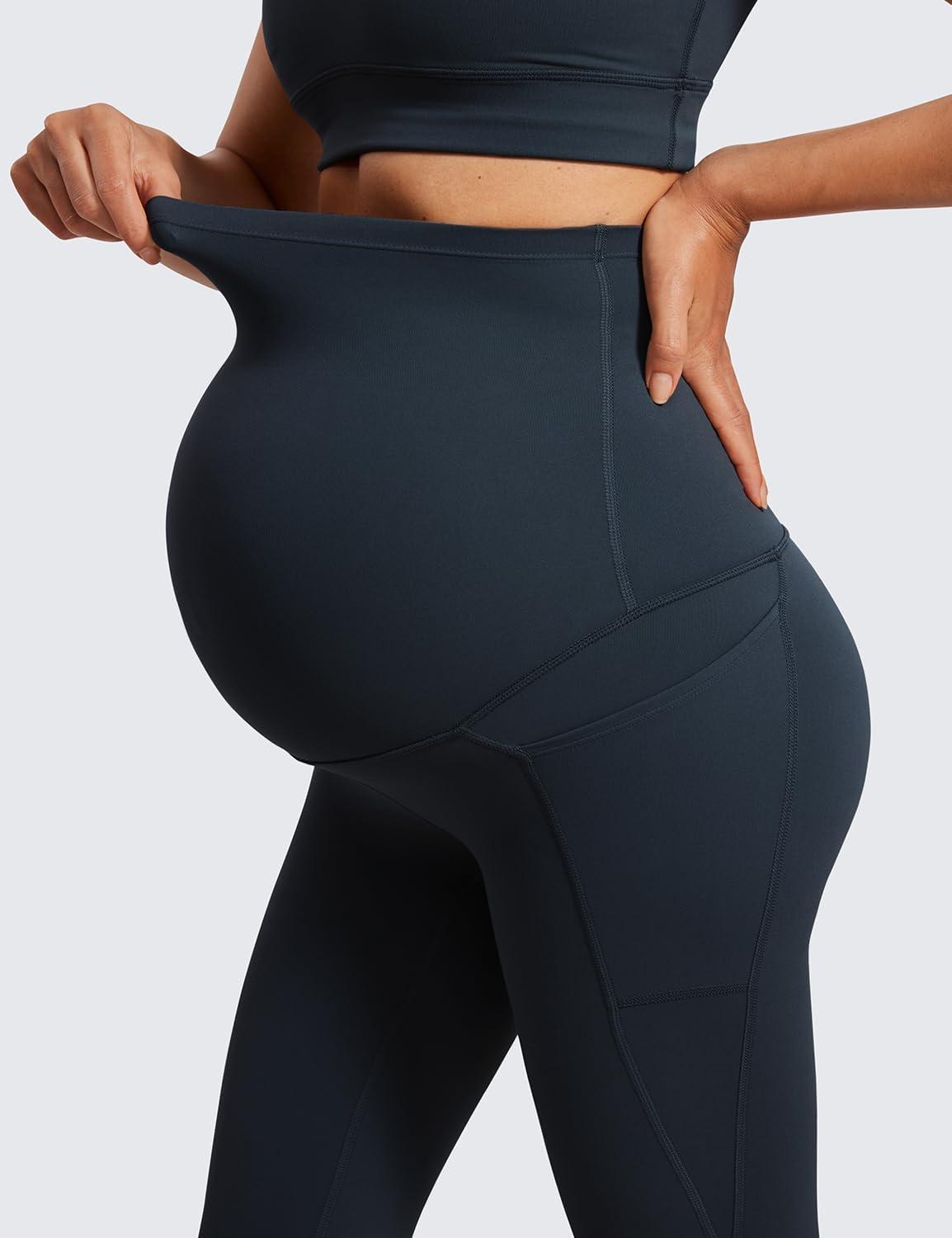 imageCRZ YOGA Womens Butterluxe Maternity Capris Leggings with Pockets 21quot Workout Active Yoga Soft Over The Belly Crop PantsTrue Navy