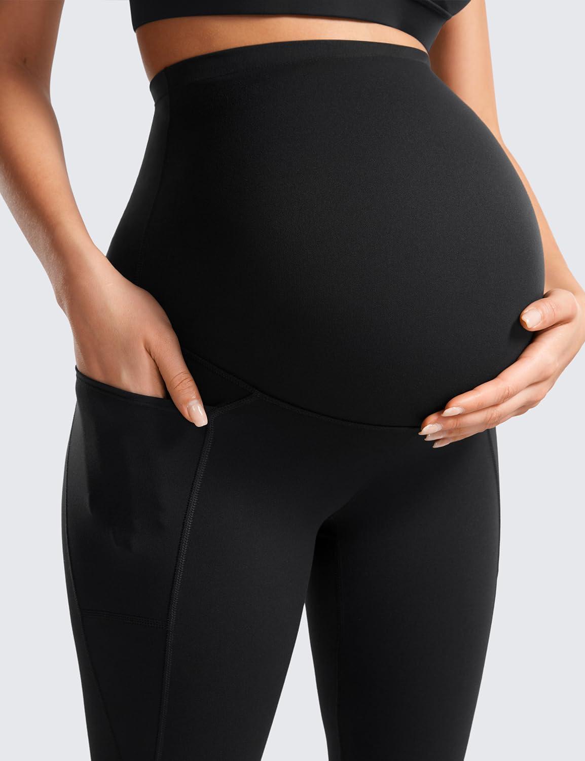 imageCRZ YOGA Womens Butterluxe Maternity Leggings with Pockets Over The Belly 25quot Workout Active Yoga Pregnancy Pants SoftBlack