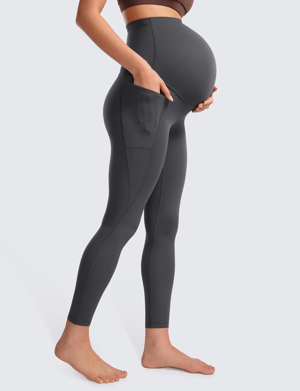 imageCRZ YOGA Womens Butterluxe Maternity Leggings with Pockets Over The Belly 25quot Workout Active Yoga Pregnancy Pants SoftMysterious Grey
