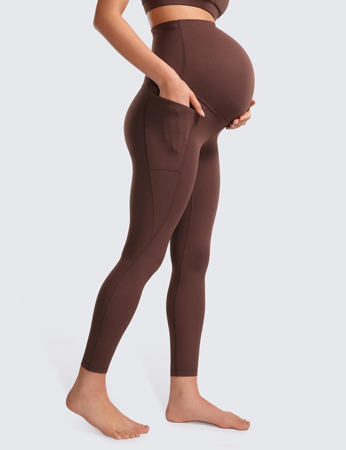 imageCRZ YOGA Womens Butterluxe Maternity Leggings with Pockets Over The Belly 25quot Workout Active Yoga Pregnancy Pants SoftTaupe