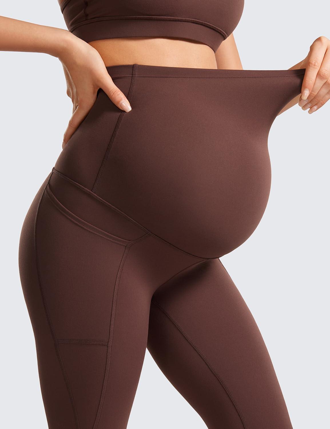 imageCRZ YOGA Womens Butterluxe Maternity Leggings with Pockets Over The Belly 25quot Workout Active Yoga Pregnancy Pants SoftTaupe