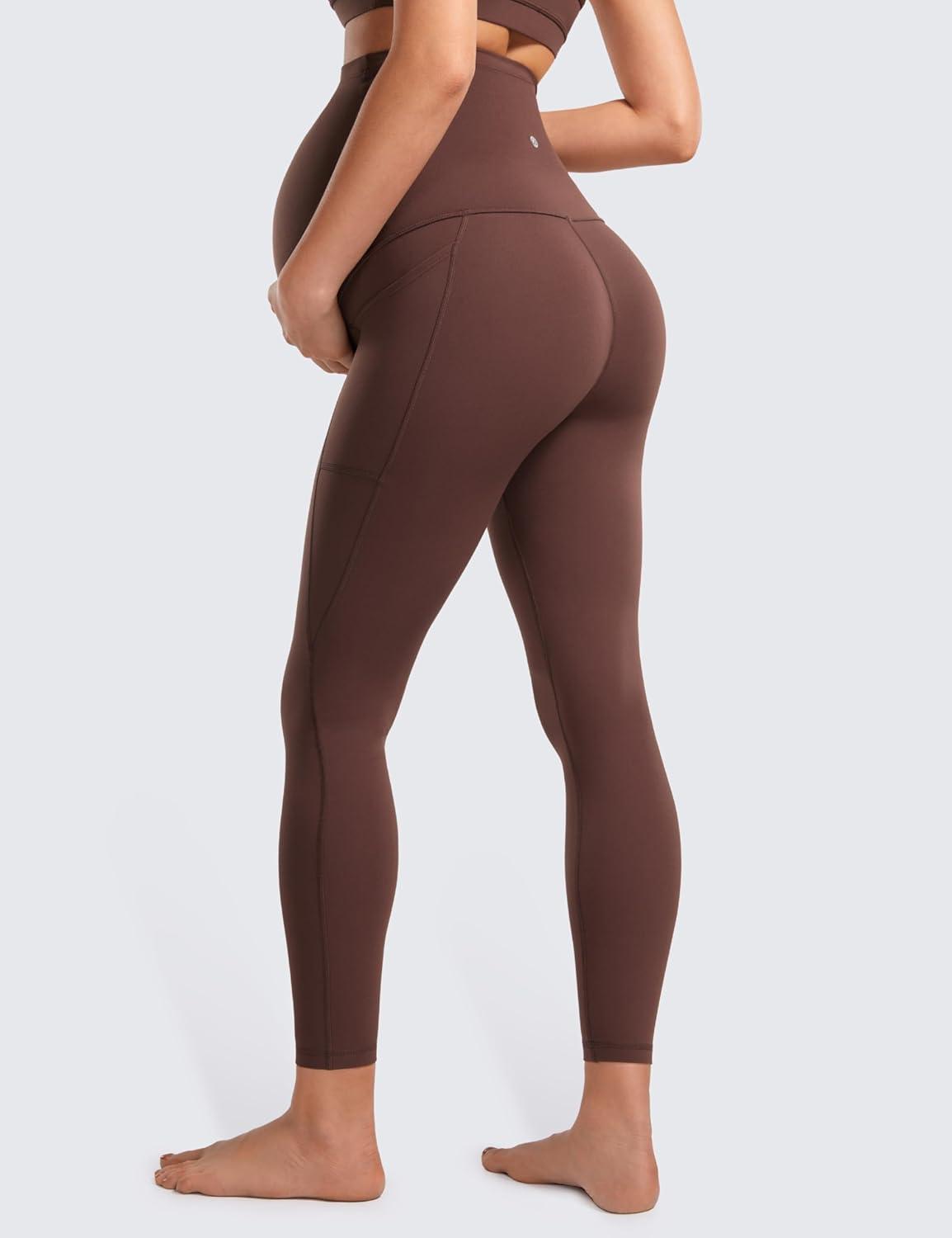 imageCRZ YOGA Womens Butterluxe Maternity Leggings with Pockets Over The Belly 25quot Workout Active Yoga Pregnancy Pants SoftTaupe