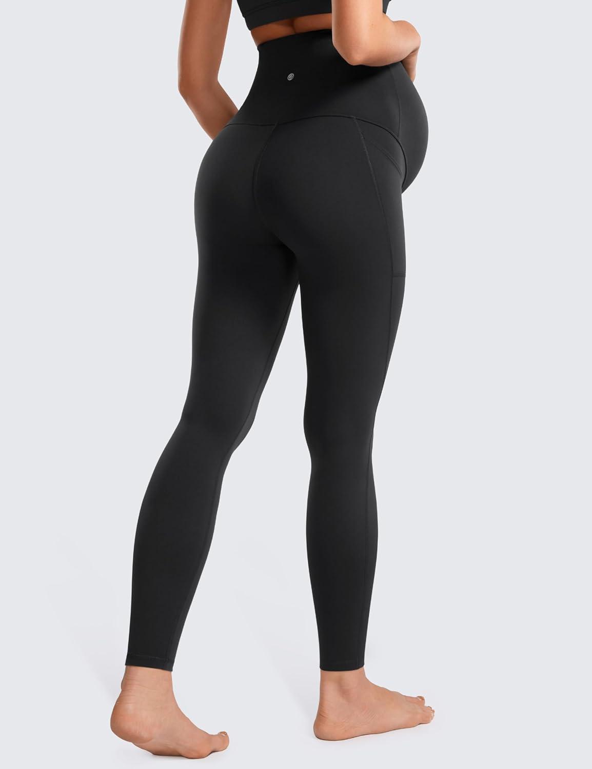 imageCRZ YOGA Womens Butterluxe Maternity Leggings with Pockets Over The Belly 28quot Soft Workout Active Yoga Pregnancy PantsBlack